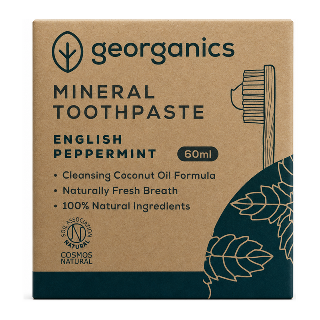 Georganics Mineral Toothpaste - Peppermint by Georganics Natural Beauty — front view showing product label and branding, studio product photo on white background