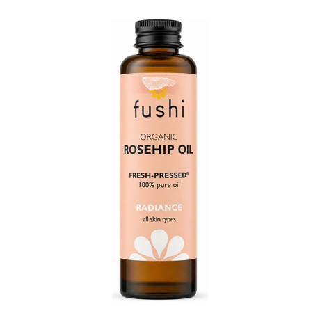 Fushi Wellbeing Rosehip Seed Oil Organic by Fushi Natural Beauty — front view showing product label and branding, studio product photo on white background