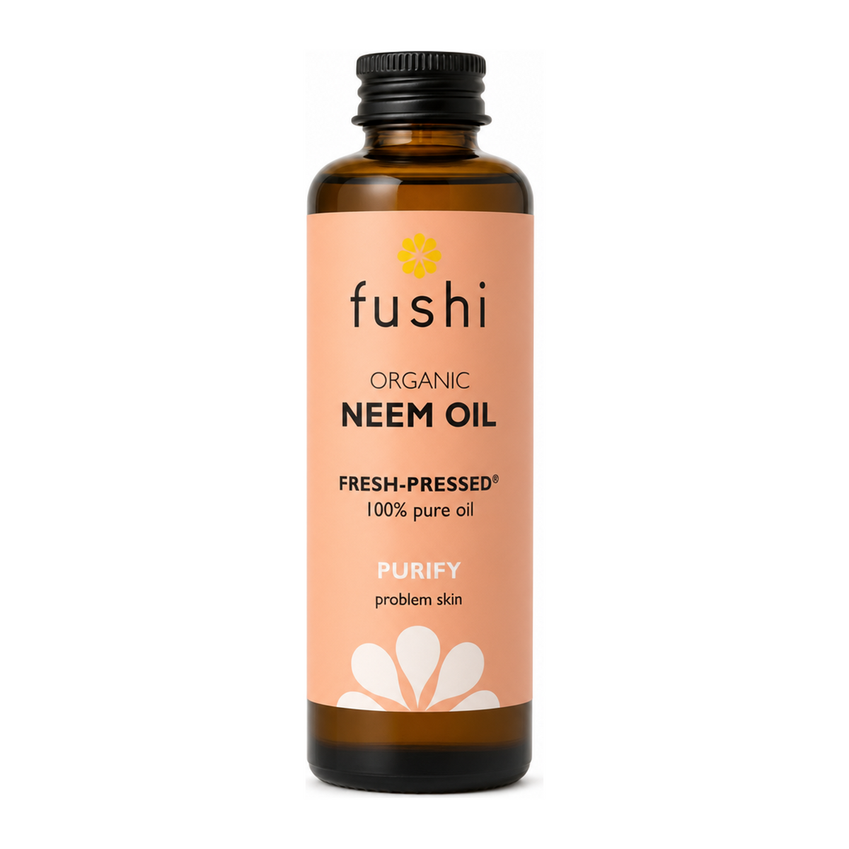 Fushi Wellbeing Neem Oil by Fushi Natural Beauty — front view showing product label and branding, studio product photo on white background