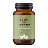 Fushi Wellbeing Triphala Capsules Organic 60 Veg Caps by Fushi Natural Remedies — front view showing product label and branding, studio product photo on white background