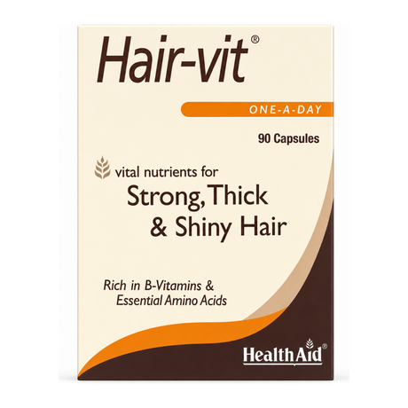HealthAid Hair-vit Blister - 90 Capsules by HealthAid Natural Remedies — front view showing product label and branding, studio product photo on white background