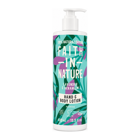 Faith in Nature Lavender & Geranium Hand & Body Lotion by Faith In Nature Natural Beauty — front view showing product label and branding, studio product photo on white background