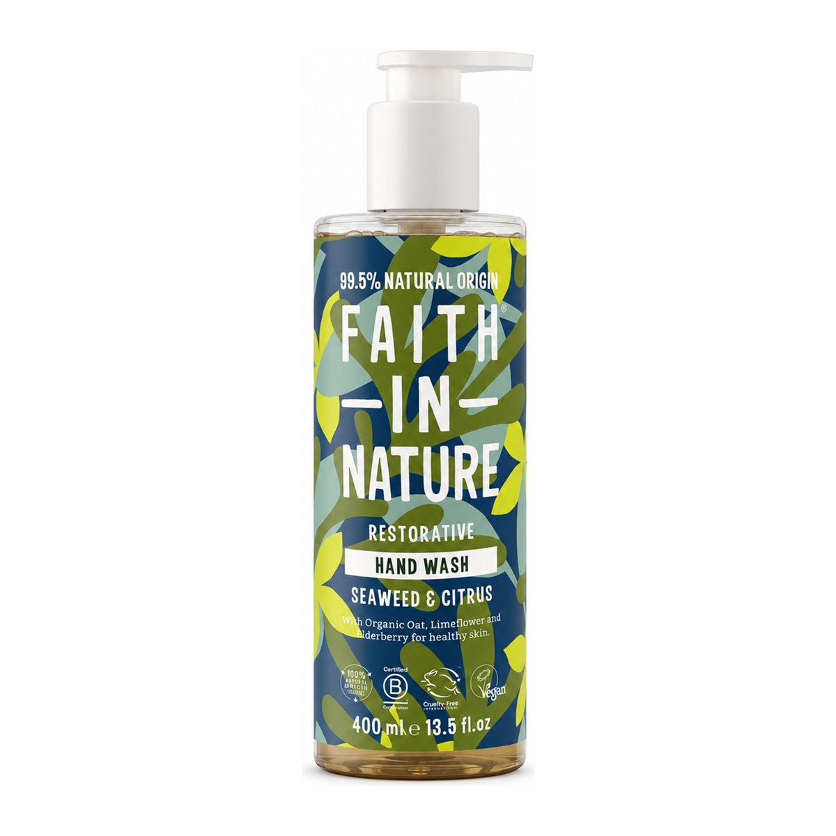 Faith in Nature Seaweed & Citrus Hand Wash by Faith In Nature Personal Care — front view showing product label and branding, studio product photo on white background