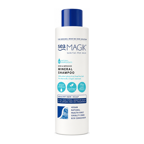 Dead Sea Spa Magik Mineral Shampoo by Sea Magik Natural Beauty — front view showing product label and branding, studio product photo on white background