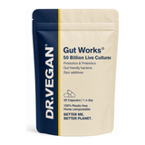 Dr. Vegan DR.VEGAN Gut Works Pre & Probiotic 50bn CFU 30 caps by Dr.Vegan Natural Remedies — front view showing product label and branding, studio product photo on white background