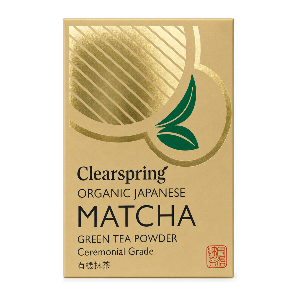 Clearspring Organic Matcha Green Tea Powder Ceremonial Grade (tin) by Clearspring Food & Drinks — front view showing product label and branding, studio product photo on white background