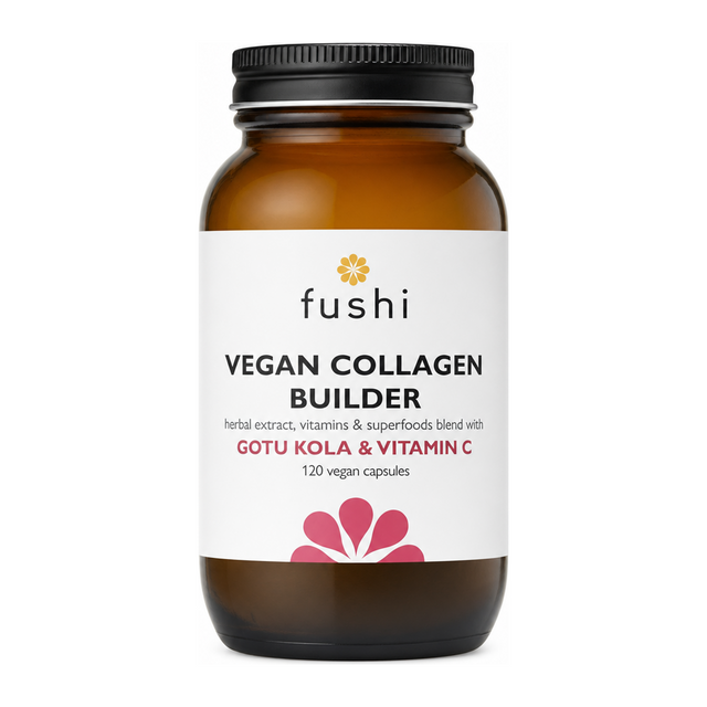 Fushi Wellbeing Vegan Collagen Builder 120 Capsules by Fushi Vitamin & Mineral Supplements — front view showing product label and branding, studio product photo on white background