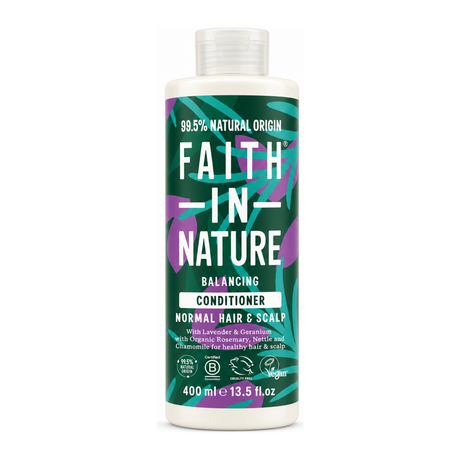 Faith in Nature Lavender & Geranium Conditioner by Faith In Nature Natural Beauty — front view showing product label and branding, studio product photo on white background