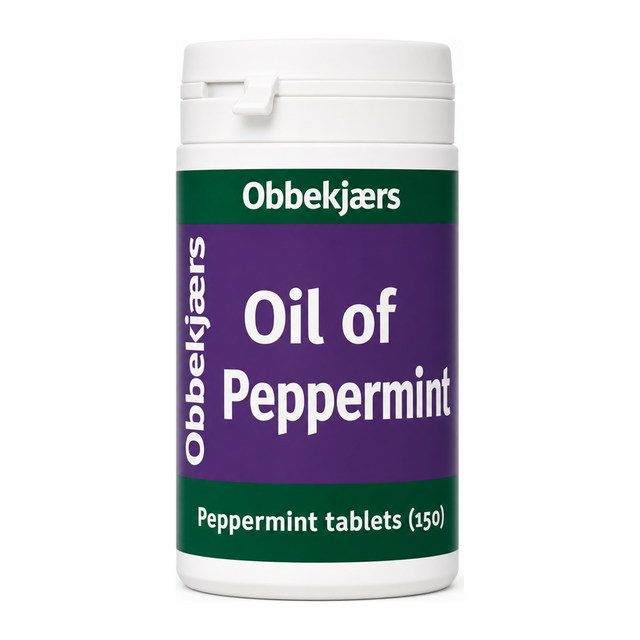 Obbekjaers Oil Of Peppermint 150 Tbs by Obbekjaers — front view showing product label and branding, studio product photo on white background
