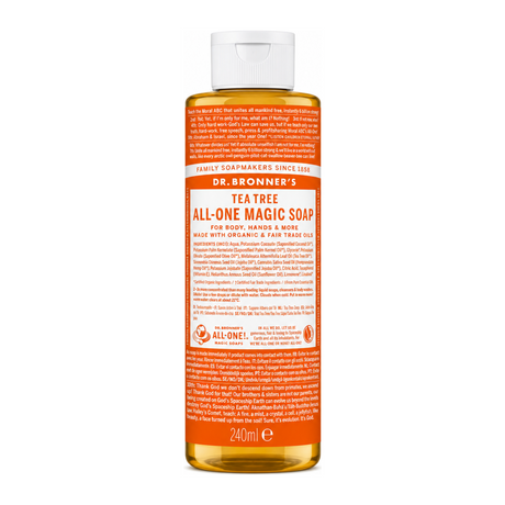 Dr. Bronner's Tea Tree All-One Magic Organic Soap by Dr. Bronner's Natural Beauty — front view showing product label and branding, studio product photo on white background