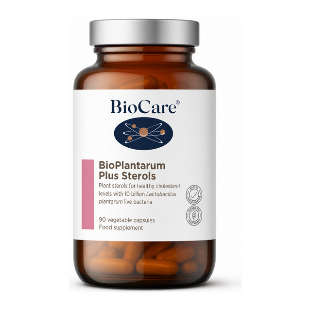 Biocare High Potency Plant Sterols with Lactobacillus plantarum by BioCare Natural Remedies — front view showing product label and branding, studio product photo on white background