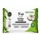 Cheeky Panda 100% Bamboo Cleansing Facial Wipes Coconut 25 Wipes by The Cheeky Panda Natural Beauty — front view showing product label and branding, studio product photo on white background