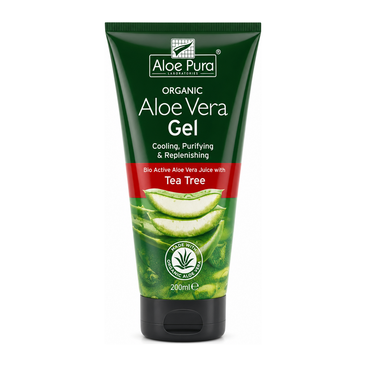 Aloe Pura Aloe Vera Gel & Tea Tree by Aloe Pura Natural Beauty — front view showing product label and branding, studio product photo on white background