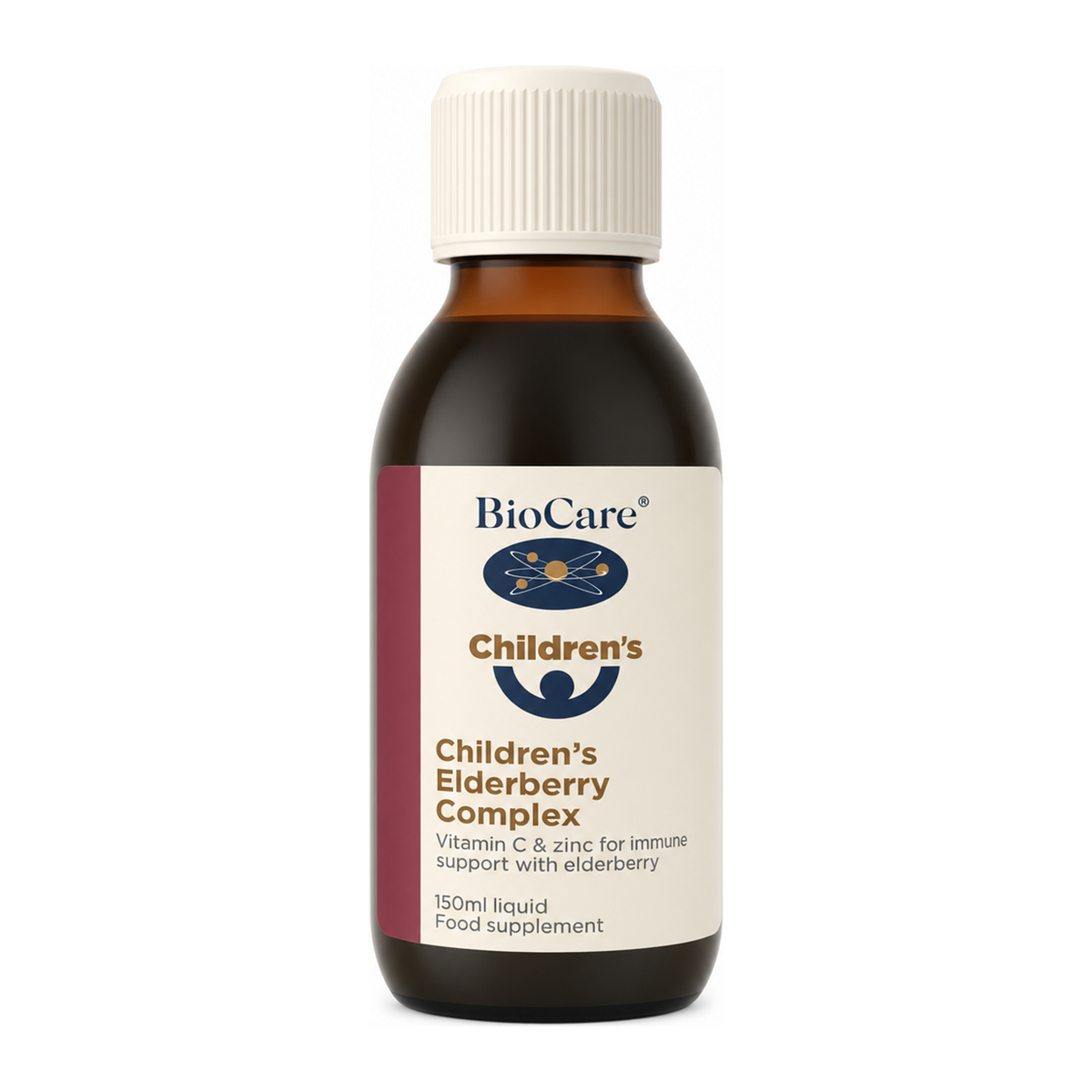 Biocare Children's Elderberry Complex by BioCare Natural Remedies — front view showing product label and branding, studio product photo on white background