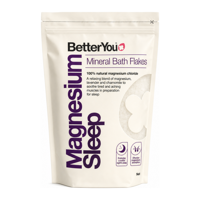 BetterYou Magnesium Flakes Sleep by BetterYou Natural Beauty — front view showing product label and branding, studio product photo on white background