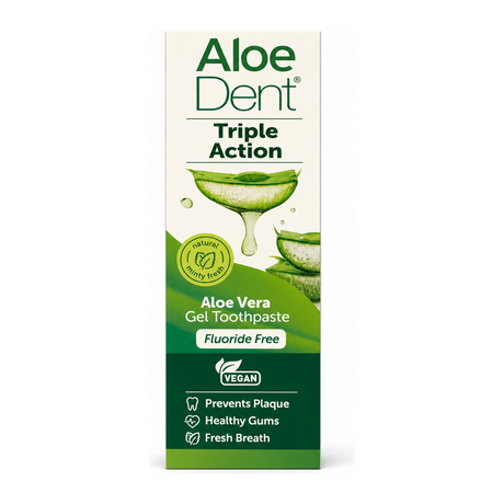 AloeDent Original Aloe Vera Toothpaste + Co Q10 -Mint by AloeDent Natural Beauty — front view showing product label and branding, studio product photo on white background