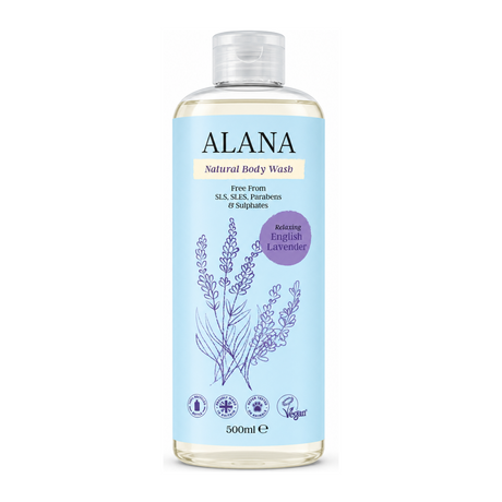 Alana English Lavender Natural Body Wash by Alana Natural Beauty — front view showing product label and branding, studio product photo on white background
