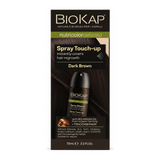 BioKap Dark Brown Root Touch Up Spray by BioKap Natural Beauty — front view showing product label and branding, studio product photo on white background