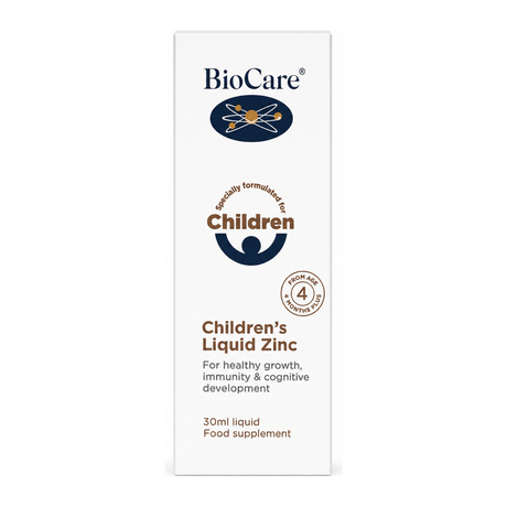 Biocare Children's Liquid Zinc by BioCare Natural Remedies — front view showing product label and branding, studio product photo on white background