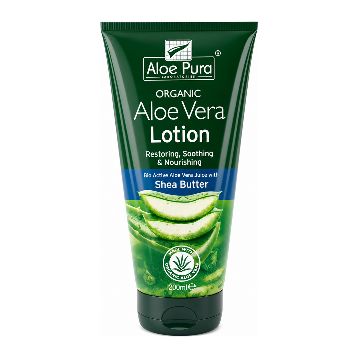 Aloe Pura Aloe Vera Lotion by Aloe Pura Natural Beauty — front view showing product label and branding, studio product photo on white background