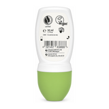 Lavera Natural & Refresh Deodorant Roll On — back view showing ingredients and product details, studio product photo on white background