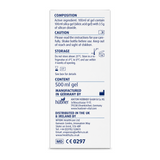 Hubner Silicea Gastro bottle — back view showing ingredients and product details, studio product photo on white background