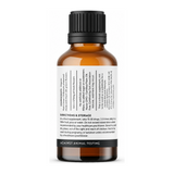 Viridian Organic Red Clover Tincture — back view showing ingredients and product details, studio product photo on white background