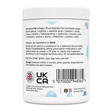 VitaZam Hydrolysed Marine Collagen Powder — back view showing ingredients and product details, studio product photo on white background