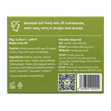 Friendly Soap Lemongrass & Hemp Soap — back view showing ingredients and product details, studio product photo on white background
