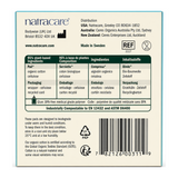 Natracare Natural Ultra Pads Super Plus x 12 — back view showing ingredients and product details, studio product photo on white background