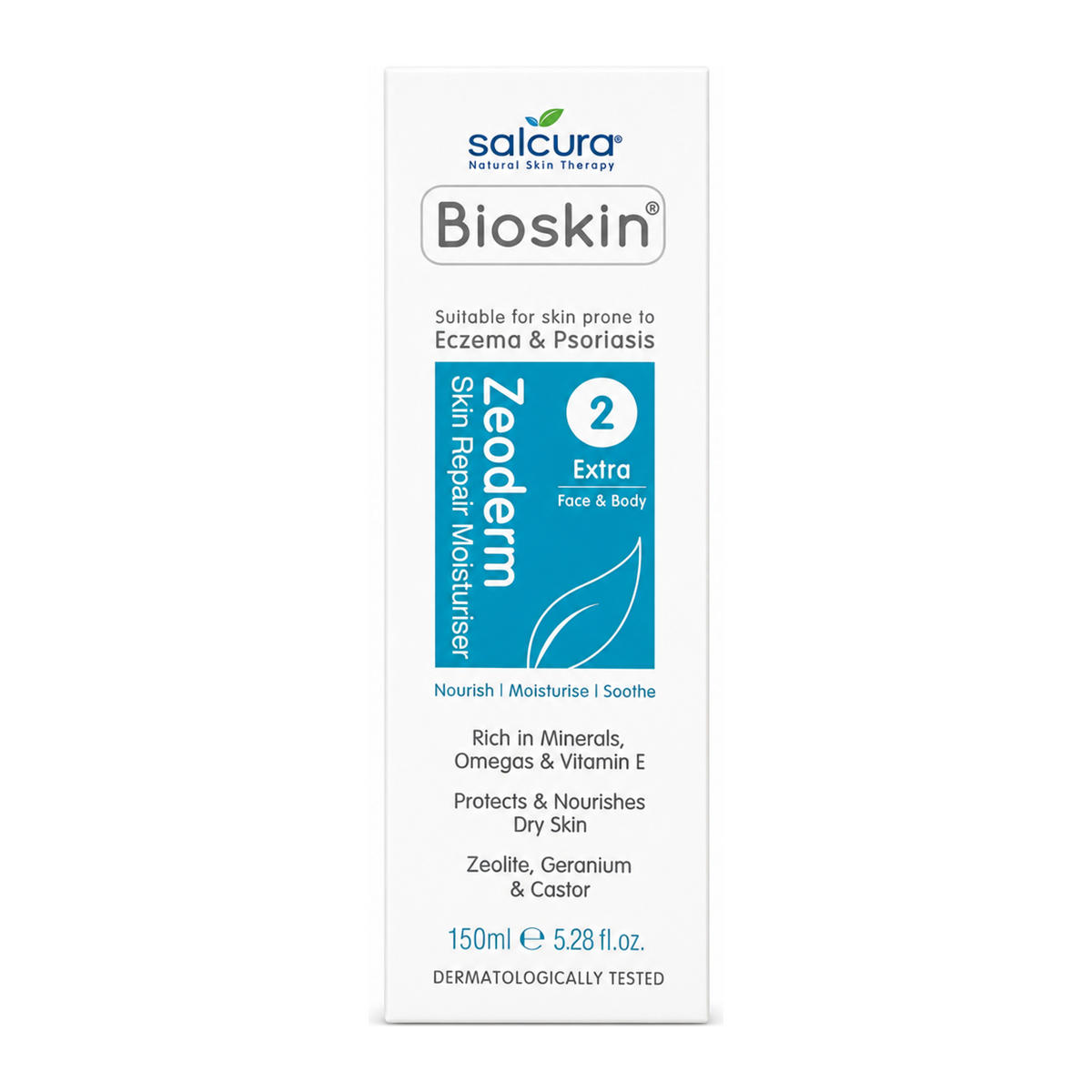 Salcura Bioskin Zeoderm — front view showing product label and branding, studio product photo on white background