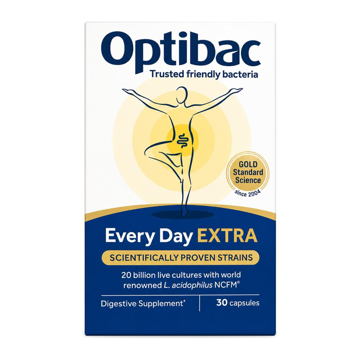 Optibac Probiotics For Every Day EXTRA Strength — front view showing product label and branding, studio product photo on white background