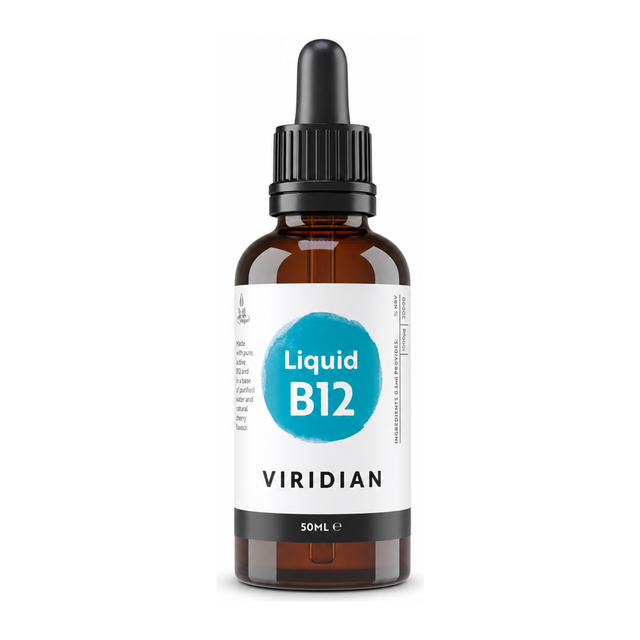 Viridian Liquid B12 — front view showing product label and branding, studio product photo on white background