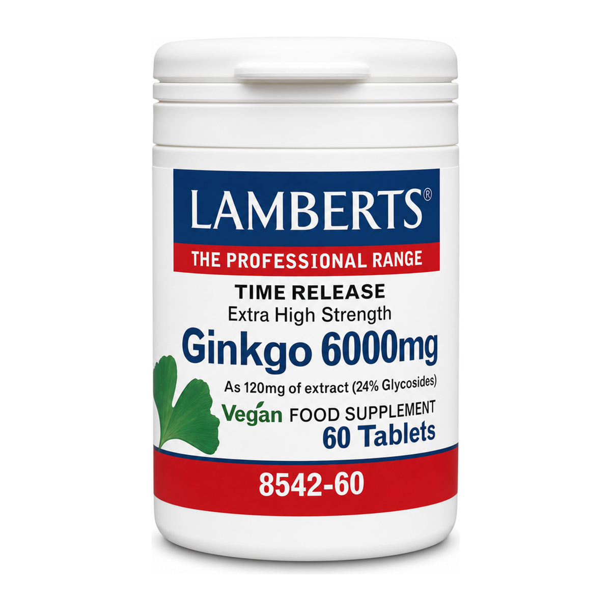 LAMBERTS GINKGO 6000mg EXTRA HIGH STRENGTH — front view showing product label and branding, studio product photo on white background