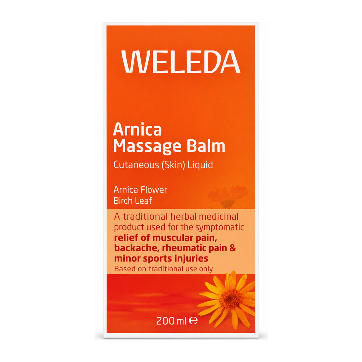 Weleda Arnica Massage Balm — front view showing product label and branding, studio product photo on white background