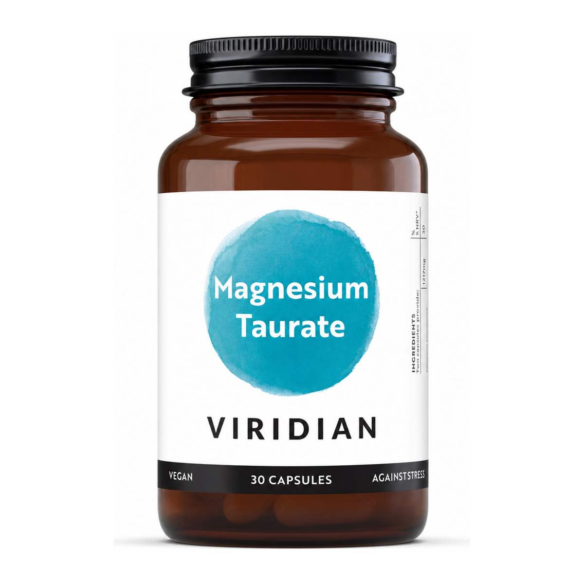 Viridian Magnesium Taurate — front view showing product label and branding, studio product photo on white background