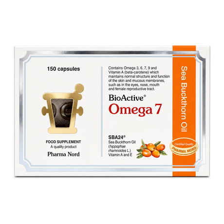 Omega 7 Sea Buckthorn Oil — front view showing product label and branding, studio product photo on white background