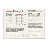 Omega 7 Sea Buckthorn Oil — back view showing ingredients and product details, studio product photo on white background