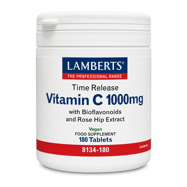 Lamberts Time Release Vitamin C 1000mg — front view showing product label and branding, studio product photo on white background