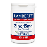 LAMBERTS Zinc 15mg (as Citrate) — front view showing product label and branding, studio product photo on white background