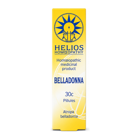Helios BELLADONNA 30c — front view showing product label and branding, studio product photo on white background
