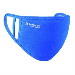 Balanced Washable Face Mask - Royal Blue dual fit 2 Ply, logo right cheek