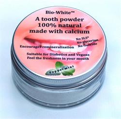 Bio-White Organic Tooth Powder Peppermint in a glass jar- (plastic free).