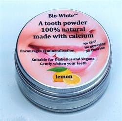 Bio-White Organic Tooth Powder Lemon in a glass jar (plastic free) 35g