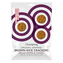 Clearspring Organic Japanese Brown Rice Crackers - Black Pepper & Tamari