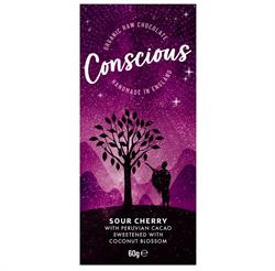 Conscious Chocolate Sour Cherry Raw Vegan Organic Chocolate Bar