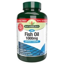 Natures Aid Fish Oil 1000mg (Omega-3 Rich) - 90 + 33% EXTRA FILL