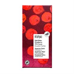 Vivani Dark Cranberry Chocolate 70% Vegan Organic